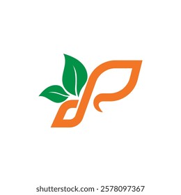 Letter P organic logo, P initial leaf gradient logo design icon . letter P creative colorful leaf shape logo design icon. Eco friendly,