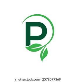 Letter P organic logo, P initial leaf gradient logo design icon . letter P creative colorful leaf shape logo design icon. Eco friendly,