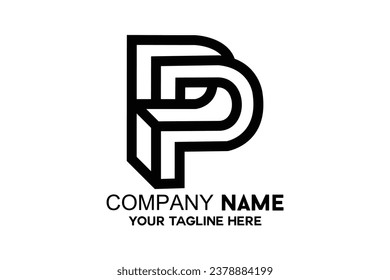 letter P outline logo vector black color