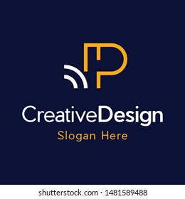 Letter P Outline Monogram Creative Modern Logo