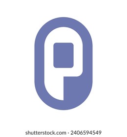 Letra P en un vector de logotipo original de forma ovalada