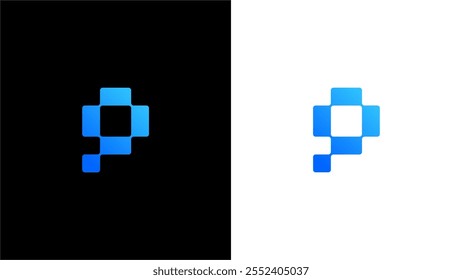 letra P embalaje o caja P o cuadrado P logo concepto icono de Vector