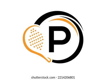 Letter P Padel Racket Logo Design Vector Template. Beach Table Tennis Club Symbol. business, and company identity