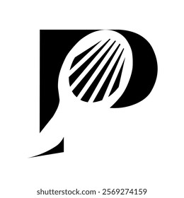 Letter P Padel Racket Logo Design Vector Template. Beach Table Tennis Club Symbol , the initial p logo is a symbol of the sport of badminton. 