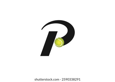 Letter P padel Tennis Ball logo design vector, Padel Tennis logo design vector