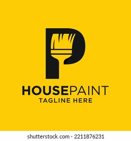 Letter P Paint Brush Logo Design Template Inspiration, Vector Illustration.