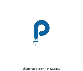 Letter P Painting Logo Design Element