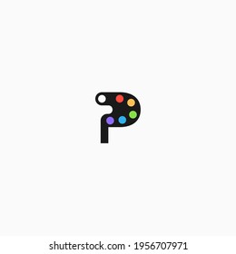 letter p painting palette vector illustration