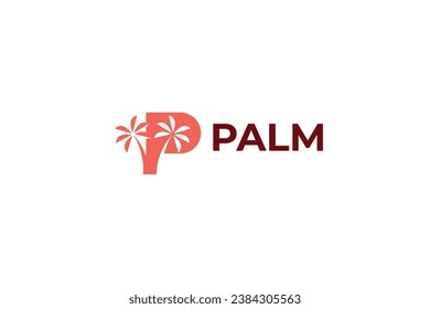 diseño del logotipo de plantillas de vector de palma de letra p