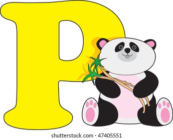 Letter P with a Panda