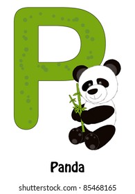 Letter "P" and panda - alphabet for children