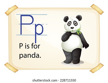 A letter P for panda on a white background 