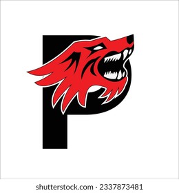 Letter p with panther head icon logo vector image