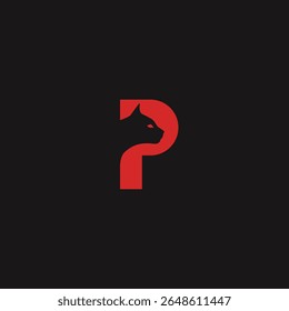 Letter P panther logo icon flat vector design
