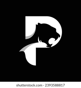 letter p panther logo template, letter p panther logo elements, letter p panther vector illustration