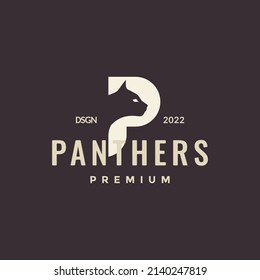 letter p for panther vintage logo design, vector graphic symbol icon illustration creative idea