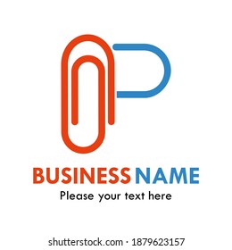 Letter p with paper clip alphabet. Suitable for Business and education logo concept 
