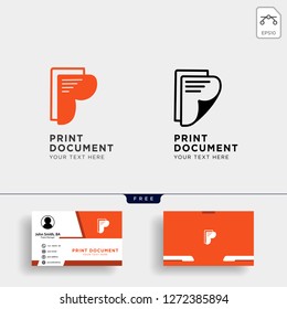 letter P paper creative logo template vector illustration with business card template - vector