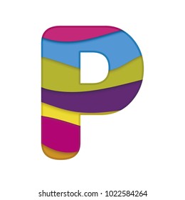 Letter P in paper cut style. Vector illustration