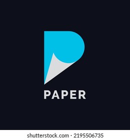 Letter P paper logo design illustration vector template