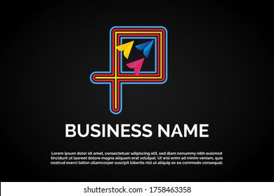 Letter P With Paper planes icon incorporated within for Initial Letter Logo For Your Freight Company Name, Alphabet Logo Template Ready For Use, Modern Initial Logo