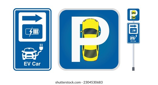 Letter P parking symbol sign. Car with parking signal. Parking zone design. Vector.