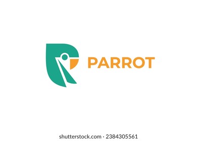 diseño de logotipo de plantilla de vector de loro de letra p