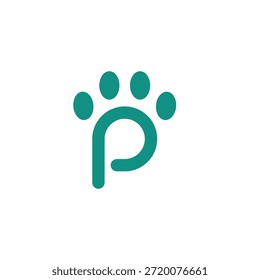 Letra P Paw Logotipo simple 