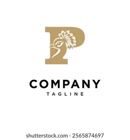 Letter P Peacock Bird Logo Icon vector