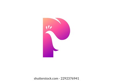 letter p and peacock creative logo concept