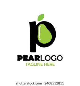 Letter P for Pear Logo Design. Simple and Modern. Vector illustration