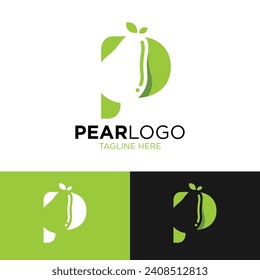 Letter P for Pear Logo Design. Simple and Modern. Vector illustration