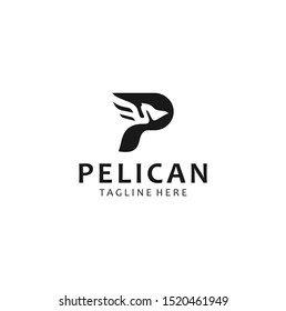 Letter P Pelican Logo abstract design vector template . Pelican Logo