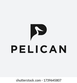 letter p pelican logo design vector illustration