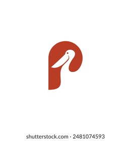 Letter P Pelican Logo Template. Pelican Icon