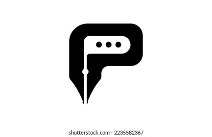 Letter P, Pen und Chat Logo.