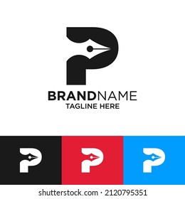 Letter P Pen Logo Design Template Inspiration, Vector Illustration.