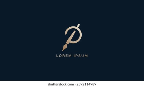 Letter P with pen symbol logo design, pen logo design for educational