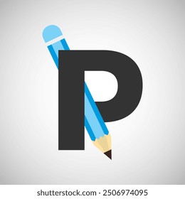 Letter P with pencil logo design template. Logo for education, student or corporate identity.