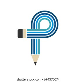 Letter P Pencil Logo Template Illustration Design. Vector EPS 10.
