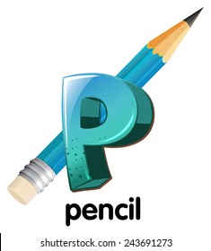 A letter P for pencil on a white background