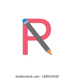 letter p with pencil symbol vector