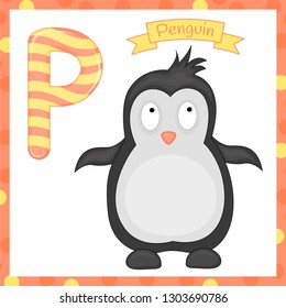 Letter P is for Penguin cartoon alphabet