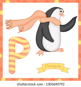 Letter P is for Penguin cartoon alphabet
