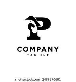 Letter P Penguin Logo Icon Vector.