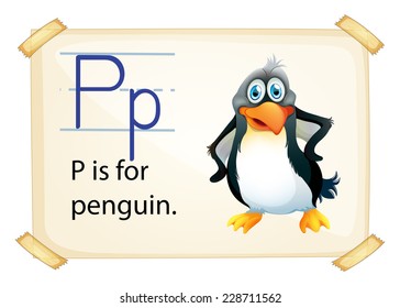 A letter P for penguin on a white background 