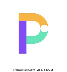 Letter P people creative negative space logo design