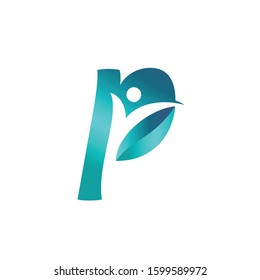 Letter P People Healthy Life Logo Design. Community Care Business Vector. Initial Typography Man or Woman Success Graphic Icon.