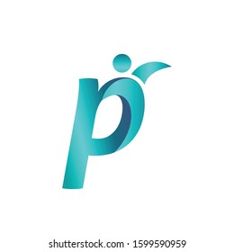 Letter P People Healthy Life Logo Design. Community Care Business Vector. Initial Typography Man or Woman Success Graphic Icon.