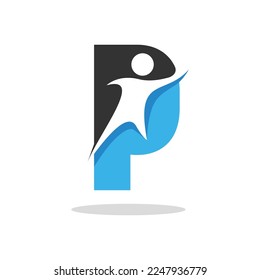 Letter P People Logo Design Template Inspiration, Vector Illustration.
